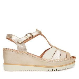 Sandały Pikolinos. Żółte sandały Pikolinos, bez wzorów, bez obcasa, na koturnie, bez zapięcia. Za 599,99 zł.