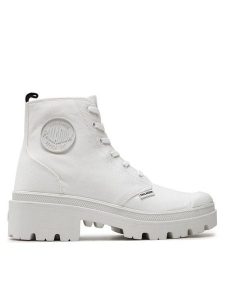 Palladium Trapery Pallabase Twill 96907-141-M Biały. Białe buty zimowe Palladium, z materiału, bez obcasa, bez zapięcia. Za 329,99 zł.