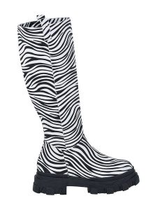 Noosy Skórzane kozaki w kolorze czarno-białym ze wzorem rozmiar: 37. Białe kozaki Noosy, bez wzorów, ze skóry, bez obcasa, bez zapięcia. Za 196,95 zł.