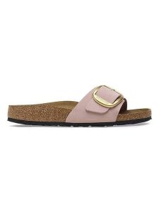 Birkenstock Skórzane klapki "Madrid" w kolorze jasnoróżowym rozmiar: 37. Różowe klapki Birkenstock, bez wzorów, z otwartym noskiem, bez obcasa. Za 408,49 zł.