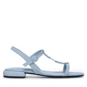 Sandały GINO ROSSI. Niebieskie sandały Gino Rossi, bez wzorów, bez obcasa, na płaskiej podeszwie, bez zapięcia. Za 229,99 zł.