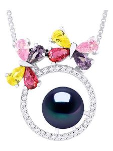 Pearl Addict Srebrny naszyjnik z perłą - dł. 42 cm rozmiar: onesize. Szare naszyjniki Pearl Addict, z cyrkonią, srebrne. Za 260,99 zł.