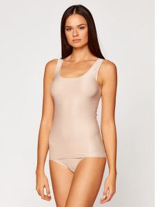 Chantelle Top Soft Stretch C26460 Beżowy Regular Fit. Brązowe topy Chantelle, bez wzorów, z syntetyku, bez kołnierzyka, bez ramiączek. Za 99,99 zł.