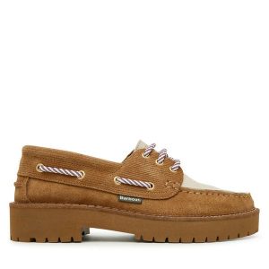 Półbuty Barbour. Brązowe półbuty Barbour, bez wzorów, bez obcasa, na płaskiej podeszwie, bez zapięcia. Za 431,99 zł.