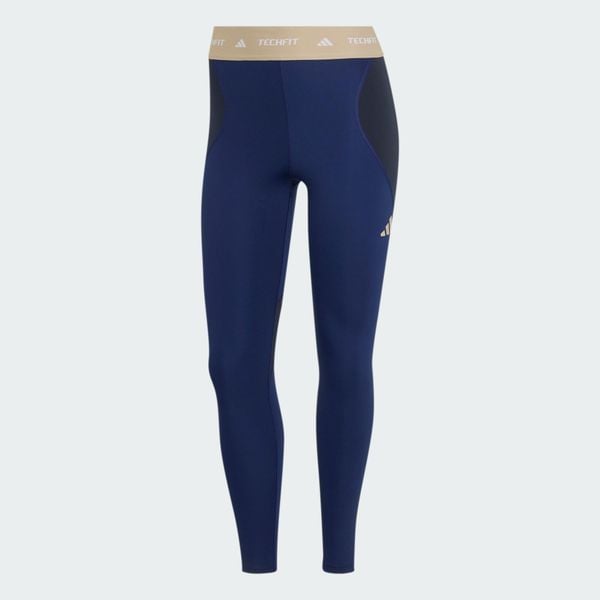 Legginsy do ćwiczeń TECHFIT Color Block 7/8. Czarne legginsy ADIDAS, bez wzorów, z elastanu, z podwyższonym stanem. Za 219,00 zł.