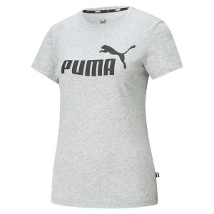 T-shirt Damski Logo ESS. Szare t-shirty Puma, s, bez wzorów, bez kołnierzyka, bez ramiączek. Za 143,99 zł.