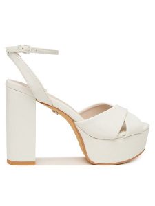 Buffalo Sandały Kya Cross 1291685 Biały. Białe sandały Buffalo, bez wzorów, ze skóry, bez obcasa, na słupku, bez zapięcia. Za 429,99 zł.