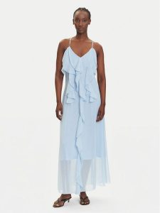Vero Moda Sukienka wieczorowa Camille 10336405 Błękitny Regular Fit. Niebieskie kombinezony Vero Moda, m, bez wzorów, z syntetyku, wizytowe, bez kołnierzyka, bez ramiączek. Za 179,99 zł.