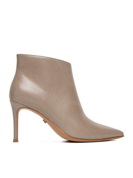 GINO ROSSI Botki EO-CLOE-GLC9273-4-370-1 Szary. Szare botki Gino Rossi, bez wzorów, ze skóry, bez obcasa, na szpilce, bez zapięcia. Za 299,99 zł.