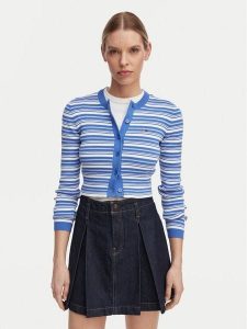 Tommy Jeans Kardigan DW0DW22314 Niebieski Slim Fit. Niebieskie kardigany Tommy Jeans, z bawełny. Za 409,99 zł.