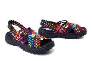 ROCK SPRING DAKOTA tutti frutti/ black, sandały damskie. Czarne sandały Rock Spring, bez wzorów, bez obcasa, bez zapięcia. Za 186,92 zł.