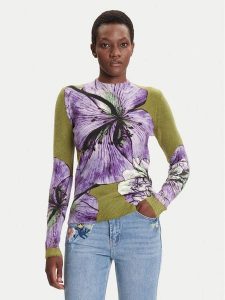 Desigual Sweter Orquidea Lacroix 25WWJF42 Zielony Regular Fit. Zielone swetry klasyczne Desigual, xs, z syntetyku, bez kołnierzyka. Za 239,99 zł.