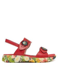 Laura Vita Sandały Sanao 53 Czerwony. Czerwone sandały LAURA VITA, bez wzorów, ze skóry, bez obcasa, na płaskiej podeszwie, bez zapięcia. Za 389,99 zł.