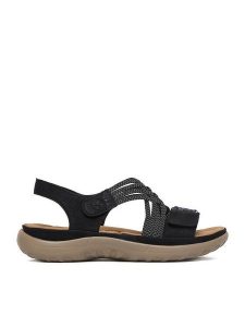 Rieker Sandały CEO-64889-00 Czarny. Czarne sandały Rieker, bez wzorów, ze skóry, bez obcasa, na płaskiej podeszwie, bez zapięcia. Za 339,99 zł.