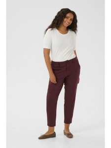 KAFFE curve Spodnie chino w kolorze bordowym rozmiar: 46. Czerwone chinosy KAFFE curve, bez wzorów. Za 152,99 zł.