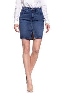 SPÓDNICA JEANSOWA WRANGLER MIDI PENCIL SKIRT SHADOW DANCES W2347096I. Niebieskie spódnice Wrangler, xs, bez wzorów, z jeansu, midi. W wyprzedaży za 69,99 zł.