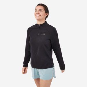 Koszulka tenisowa termiczna długi rękaw damska Kuikma Thermic. Czarne kurtki KUIKMA, l, bez wzorów, z elastanu, bez kaptura. Za 89,99 zł.