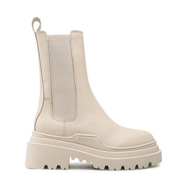 Sztyblety Badura. Brązowe botki Badura, bez wzorów, bez obcasa, na płaskiej podeszwie, bez zapięcia. Za 309,99 zł.