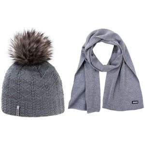 Kama Czapka I Szalik Z Dzianiny Merino a109 + s08, Szary. Szaliki marki Kama. W wyprzedaży za 179,00 zł.