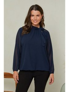 Curvy Lady Bluzka w kolorze granatowym rozmiar: 48/50. Niebieskie bluzki Curvy Lady, bez wzorów, klasyczne, bez kołnierzyka, bez ramiączek. Za 113,45 zł.