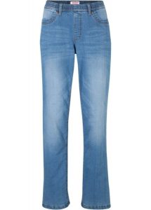 Dżinsy ocieplane Straight, mid waist. Niebieskie jeansy bonprix, bez wzorów, z jeansu. Za 179,99 zł.