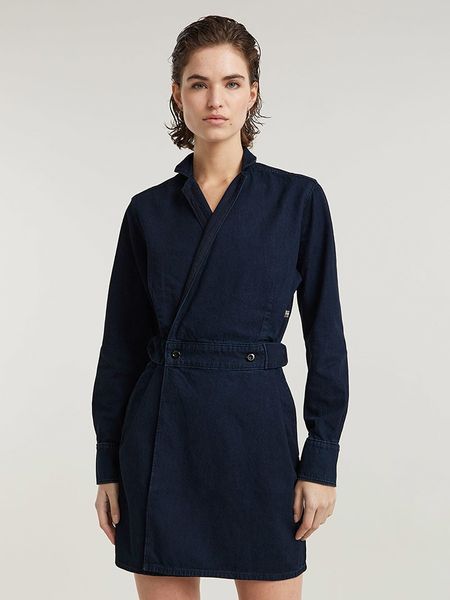 G-Star Sukienka w kolorze granatowym rozmiar: XS. Niebieskie sukienki G-Star, xs, bez wzorów, z bawełny, retro, bez kołnierzyka, bez ramiączek, mini. Za 174,43 zł.