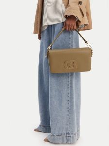 GINO ROSSI Torebka EO-LDA8553 Khaki. Brązowe torebki klasyczne Gino Rossi, bez wzorów, z materiału, bez dodatków. Za 279,99 zł.