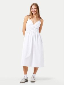 Noisy May Sukienka letnia Ingrid 27030964 Biały Regular Fit. Białe kombinezony Noisy may, na lato, l, bez wzorów, z bawełny, bez kołnierzyka, bez ramiączek. Za 119,99 zł.