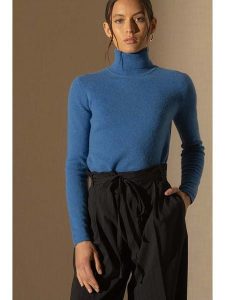 Perfect Cashmere Kaszmirowy golf "Ashley" w kolorze niebieskim rozmiar: L. Niebieskie golfy Perfect Cashmere, bez wzorów, z kaszmiru. Za 339,00 zł.