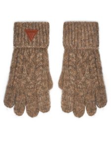 Guess Rękawiczki Damskie AW5211 POL02 Beżowy. Brązowe rękawiczki Guess, z aplikacjami, z dzianiny. Za 159,99 zł.
