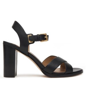 Sandały LAUREN RALPH LAUREN. Czarne sandały Lauren Ralph Lauren, bez wzorów, bez obcasa, na słupku, bez zapięcia. Za 525,99 zł.