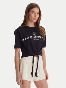 Guess T-Shirt V6GI20 K3509 Granatowy Regular Fit. Niebieskie t-shirty Guess, l, z aplikacjami, z bawełny, bez kołnierzyka, bez ramiączek. Za 159,99 zł.