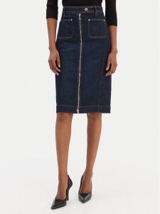 Guess Spódnica jeansowa W6RD0U D6881 Granatowy Regular Fit. Niebieskie spódnice Guess, z aplikacjami, z bawełny. Za 439,99 zł.