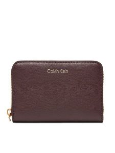 Calvin Klein Portfel Foil Logo Medium Zip Around LV04F1091G Bordowy. Czerwone portfele Calvin Klein, bez wzorów, ze skóry. Za 169,99 zł.