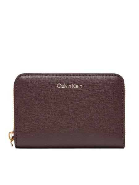Calvin Klein Portfel Foil Logo Medium Zip Around LV04F1091G Bordowy. Czerwone portfele Calvin Klein, bez wzorów, ze skóry. Za 169,99 zł.