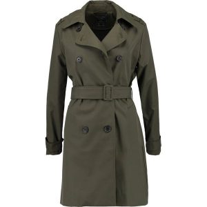 Abercrombie & Fitch CLASSIC Prochowiec khaki. Brązowe płaszcze marki Abercrombie & Fitch, z bawełny. W wyprzedaży za 671,20 zł.