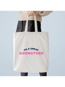WOOOP Torba "I´m a great Godmother" w kolorze kremowym - 36 x 43 cm rozmiar: onesize. Brązowe shopper bag Wooop, bez wzorów, z bawełny, na ramię, bez dodatków. Za 39,99 zł.