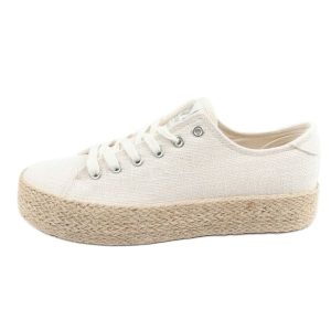 Buty Lee Cooper LCW-25-02-3284L espadryle białe beżowy. Brązowe espadryle bez wzorów, z gumy, bez obcasa. Za 211,04 zł.