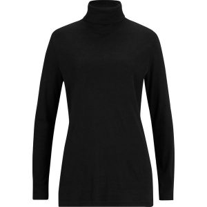 Bluzka z długim rękawem, z czystej bawełny. Czarne bluzki bonprix, bez wzorów, z bawełny, bez kołnierzyka, bez ramiączek. Za 59,99 zł.