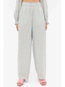 Monki Spodnie w kolorze turkusowo-białym rozmiar: L. Białe spodnie z wysokim stanem Monki, bez wzorów, z materiału, z podwyższonym stanem. Za 39,99 zł.
