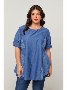 Curvy Lady Bluzka w kolorze niebieskim rozmiar: 48/50. Niebieskie bluzki Curvy Lady, bez wzorów, klasyczne, bez kołnierzyka, bez ramiączek. Za 122,96 zł.