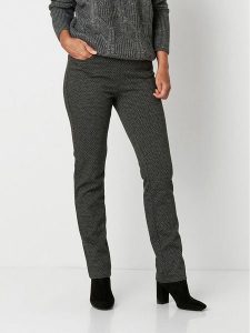 Relaxed by TONI Spodnie "Alice" w kolorze czarno-białym rozmiar: 36. Czarne spodnie z wysokim stanem Relaxed by TONI, bez wzorów, z materiału, z podwyższonym stanem. Za 143,90 zł.
