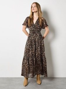 Apricot Sukienka w kolorze beżowo-jasnobrązowym rozmiar: L. Brązowe sukienki Apricot, l, bez wzorów, bez kołnierzyka, bez ramiączek, maxi. Za 104,99 zł.