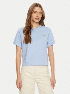 Guess Jeans T-Shirt W4YI05 K8HM0 Niebieski Regular Fit. Niebieskie t-shirty Guess Jeans, xs, z aplikacjami, z bawełny, bez kołnierzyka, bez ramiączek. Za 99,99 zł.