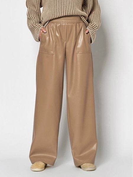 Rosner Spodnie "Mara" w kolorze karmelowym rozmiar: 46/L32. Brązowe spodnie z wysokim stanem Rosner, bez wzorów, z materiału, z podwyższonym stanem. Za 189,29 zł.