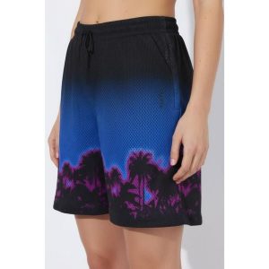 Damskie Szorty sportowe siateczka palmy na lamówce szeroka nogawka. Czarne spodenki sportowe Ulla Popken, plus size, bez wzorów, z materiału. Za 199,99 zł.