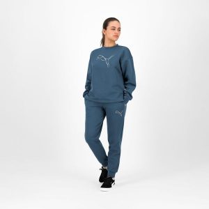 Bluza damska Puma Gym & Pilates. Niebieskie bluzy Puma, l, bez wzorów, z bawełny, bez kaptura. Za 119,99 zł.