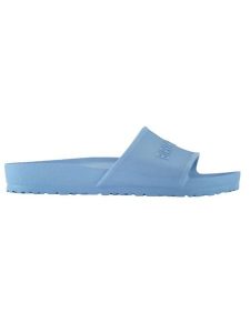 Birkenstock Klapki "Arizona" w kolorze błękitnym rozmiar: 38. Niebieskie klapki Birkenstock, bez wzorów, z otwartym noskiem, bez obcasa. Za 232,78 zł.