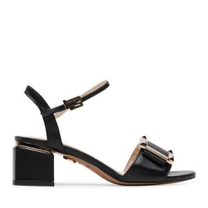 Sandały Baldowski. Czarne sandały Baldowski, bez wzorów, bez obcasa, na słupku, bez zapięcia. Za 469,99 zł.