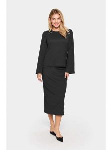 SAINT TROPEZ Bluzka w kolorze czarnym rozmiar: L. Czarne bluzki Saint Tropez, l, bez wzorów, bez kołnierzyka, bez ramiączek. Za 90,95 zł.